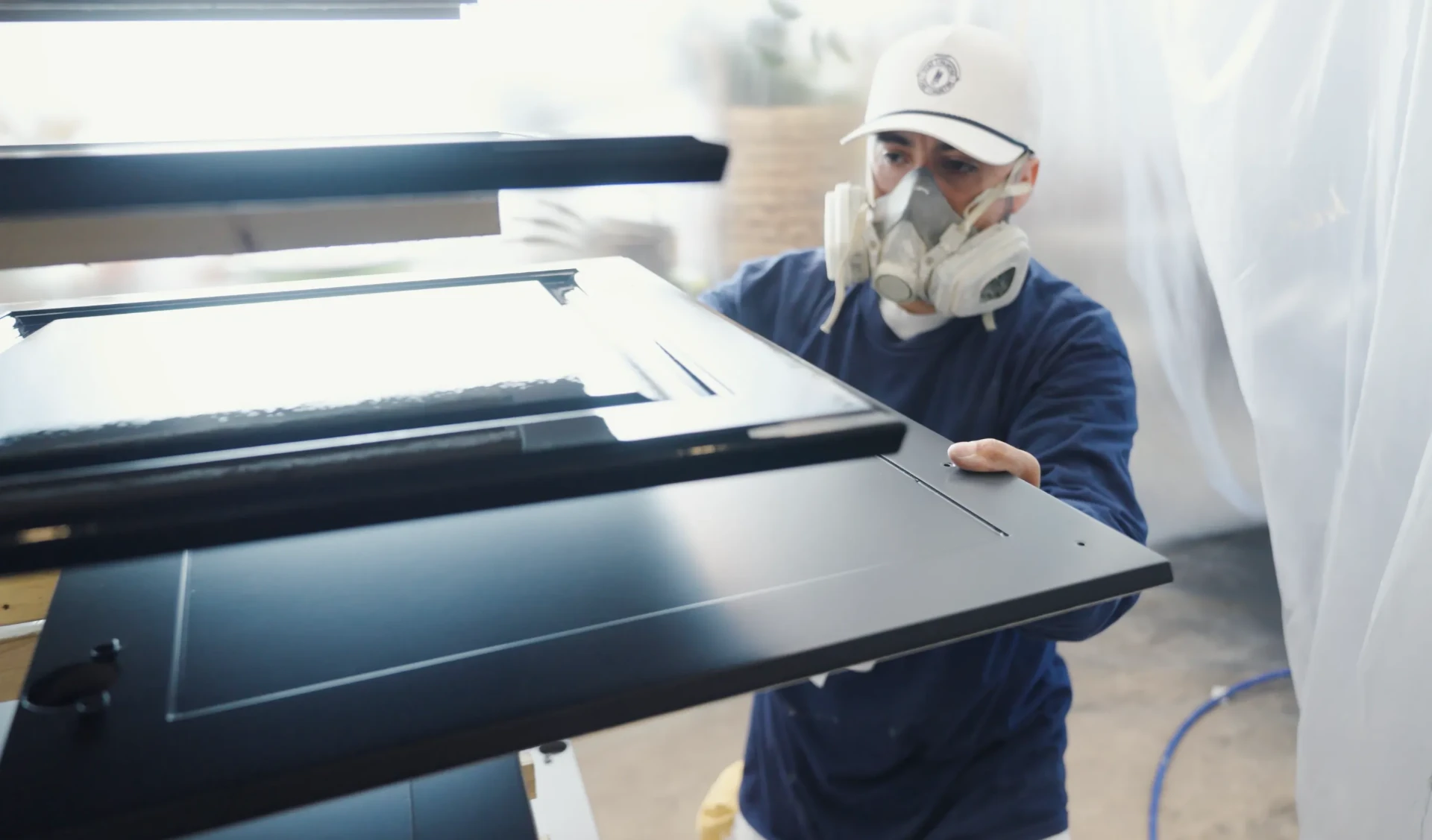 Cabinet spray painting with factory-smooth finish