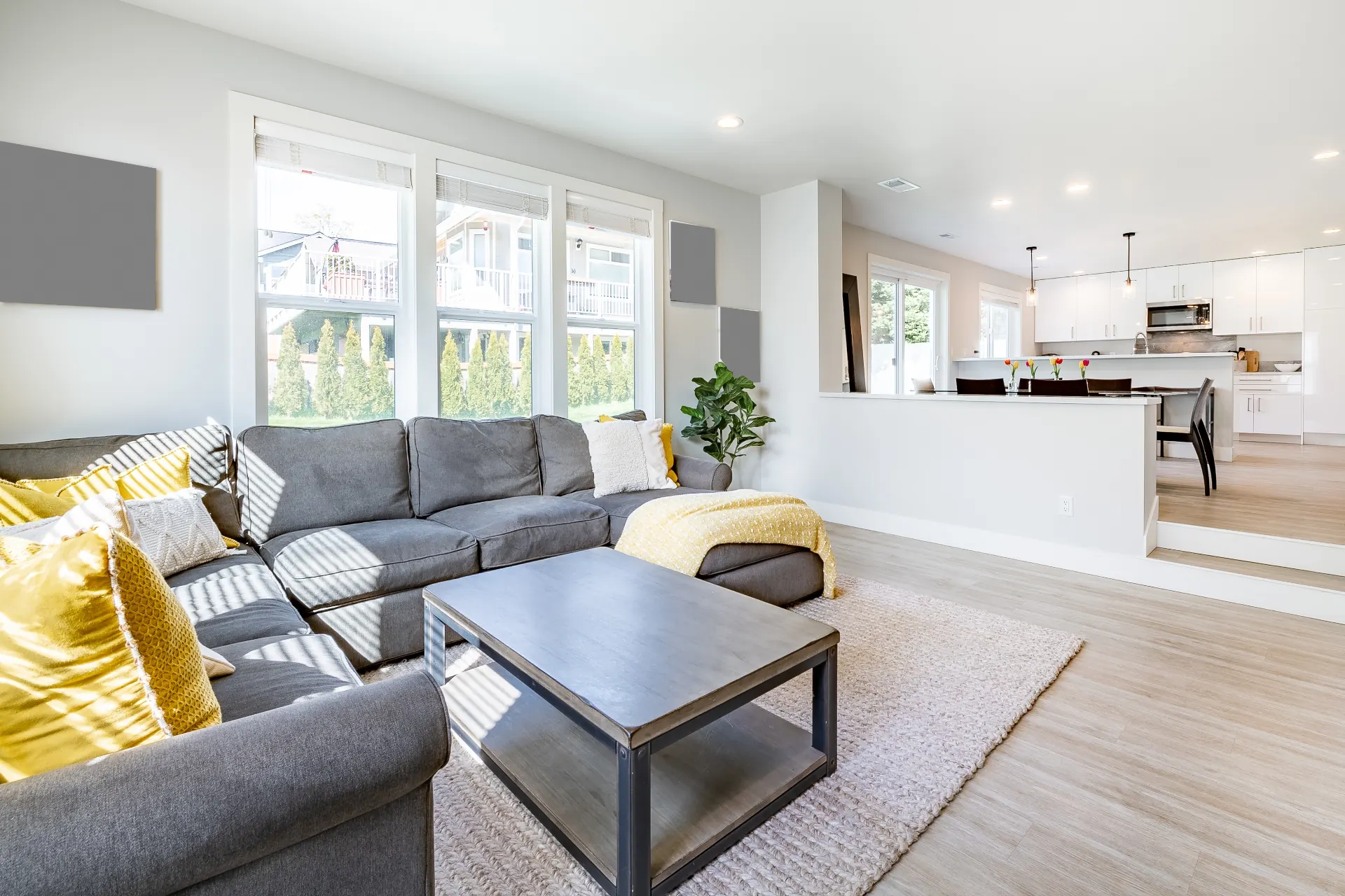 Living room before painting, neutral tones