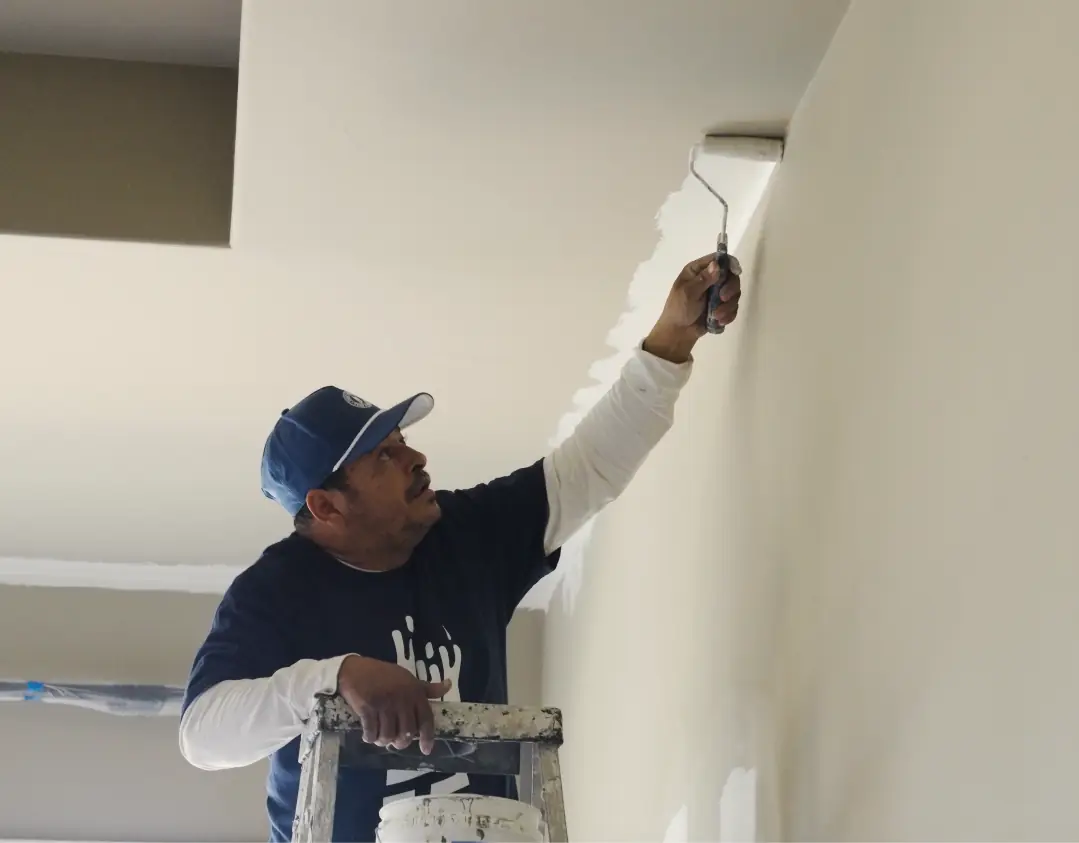 Repaired drywall hole feathered and ready for primer